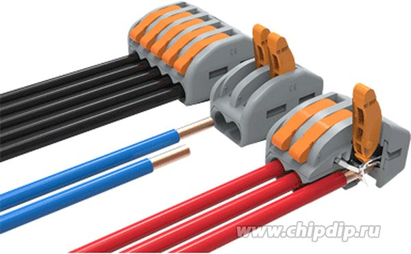 DG223-4.61-02P-11-00A(H), Рычажковый безвинтовой клеммный блок на 2 контакта. Зажим типа зажимная клеть. Серия DG223-4.61