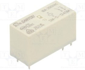 SM-S-124DM, Реле: электромагнитное; SPST-NO; Uобмотки: 24ВDC; 16A/250ВAC; THT