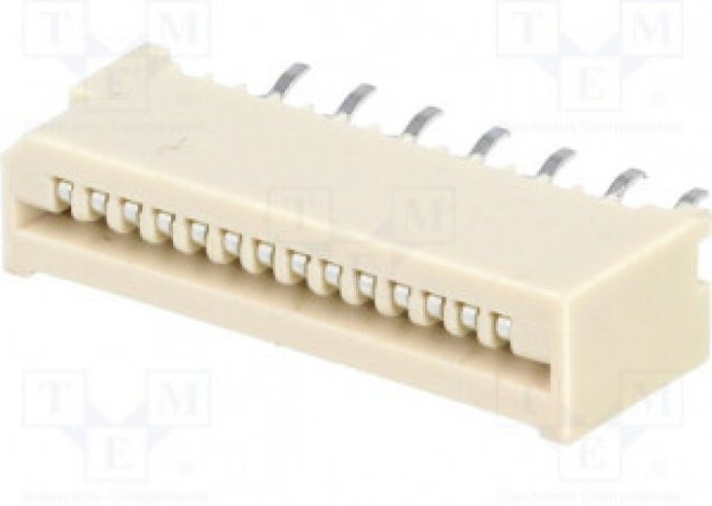 DS1020-01-14BT1, Разъем: FFC (FPC), прямой, PIN: 14, NON-ZIF, THT, луженые, 20мОм DS1020-01-14BT1, Разъем: FFC (FPC), прямой, PIN: 14, NON-ZIF, THT, луженые, 20мОм