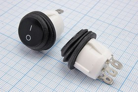 Переключатель клавишный, 3T, 6А, ON-ON, d20,0, черный, герметичный IP65, QSBZ039; №15311B Пкл\\ 6\ON-ON\d20,0\чер\ чер\IP65\3T\QSBZ039\