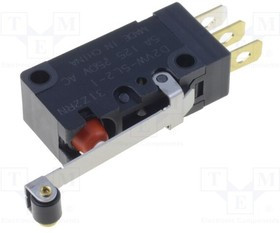 D2VW-5L2-1, Micro Switch D2VW, 5A, 1CO, 1.18N, Hinge Roller Lever