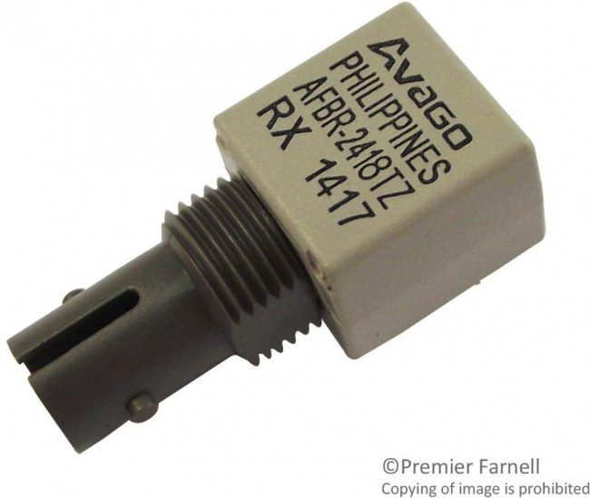 AFBR-2418TZ, Оптоволоконный приемник, миниатюрное соединение, ST порт, 820 нм, 2 км AFBR-2418TZ, Оптоволоконный приемник, миниатюрное соединение, ST порт, 820 нм, 2 км