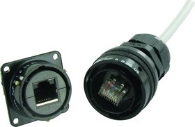 RJF71ZN, Female Ethernet Connector, Jam Nut, Cat5e RJF71ZN, Female Ethernet Connector, Jam Nut, Cat5e
