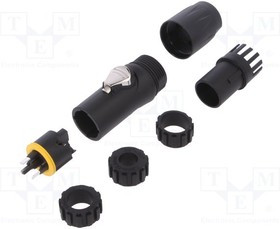 HPT-3-MJ, Вилка, питания AC, "папа", PIN: 3, на провод, 16А, 250В, термопласт