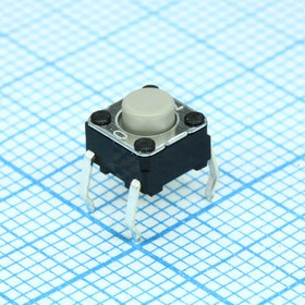 B3F1022, Кнопка тактильная 6х6 h=5мм (3.4мм+толкатель 1.6мм) 1.47N 0,05A 24В