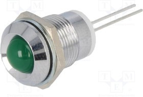 2676.8081, Индикат.лампа светодиод, выпуклый, зеленый, dотв 12мм, латунь