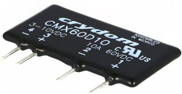 CMX60D10, Solid State Relays - PCB Mount PCB SIP SSR, 60Vdc 10A, 3-10Vdc In
