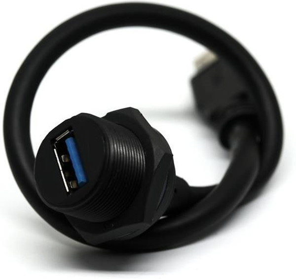 UA-30PMFL-SC7B30, Horizontal, Front Mount, Plug Type A 3.0 IP67 USB Connector