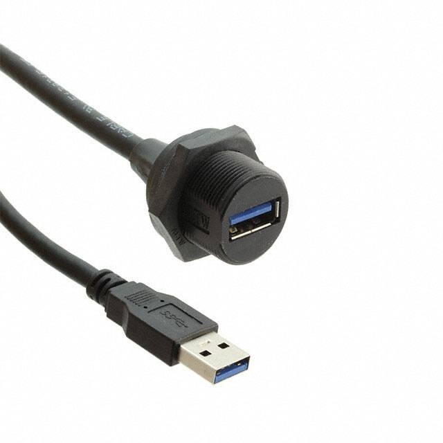UA-30PMFL-SC7B30, Horizontal, Front Mount, Plug Type A 3.0 IP67 USB Connector