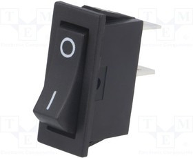 RS1391ABB2, ROCKER; SPST; Pos: 2; ON-OFF; 10A/250VAC; black; none; 50m?; UL94V-2