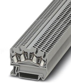3031746, STS 2.5-QUATTRO Series Grey DIN Rail Terminal Block, Single-Level, Spring Clamp Termination