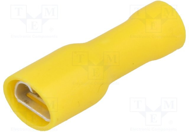 ST-010/Y, Наконечник: плоский, 6,3мм, 0,8мм, "мама", 4-6мм2, обжим, на провод