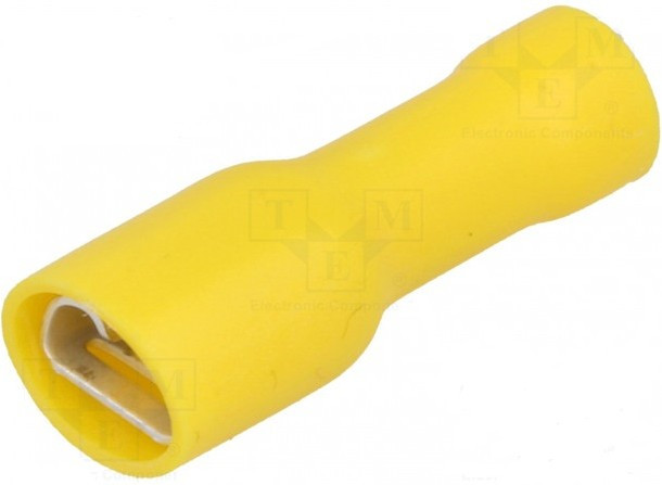 ST-010/Y, Наконечник: плоский, 6,3мм, 0,8мм, "мама", 4-6мм2, обжим, на провод