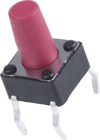 DTS65RV, Red Button Tactile Switch, SPST 50 mA @ 12 V dc 6mm