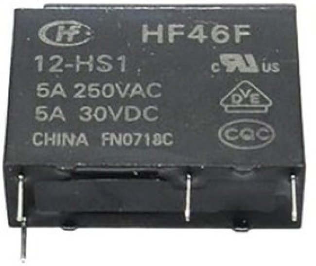 HF46F/12-H1, Сверхминиатюрное силовое реле серия HF46F 5A (один контакт на замыкание) катушка 12В