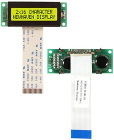 NHD-02161Z-FSY-YBW-C, LCD Character Display Modules &amp; Accessories STN- Y/G Transfl 53.0 x 20.0