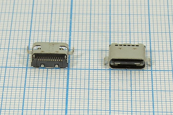 Разъем microUSB розетка, тип C 3.1, контакты 12Cx2-2HP, на плату, USB C-3.1SAD2
