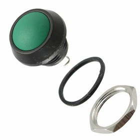 PV5S64018, Pushbutton Switches 0-2A 48VDC Off (On) 12mm Green Domed