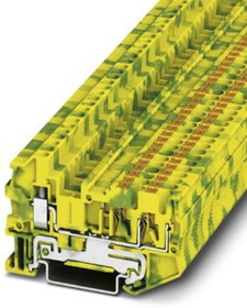 3209517, PTU 2.5-TWIN-PE Series Green/Yellow Earth Terminal Block, 2.5mm², Single-Level, Push In Termination