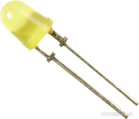 АЛ307ЕМ, Светодиод желтый 50° d=5мм 1.5мКд 590нМ 09г