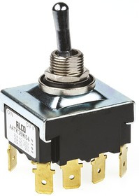 A4TK15W04, Toggle Switch, Panel Mount, On-Off, 4PST, Tab Terminal