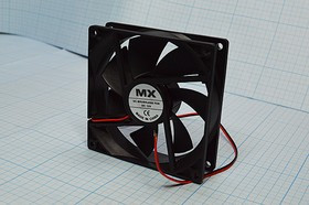 Вентилятор бесщёточный 12 Вольт, 92x92x25мм, подшипник скольжения, 3000об/мин, ВН346S вент 92x92x25\