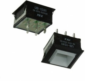 UB15KKW015D, Переключатель: кнопочный; Пол: 2; SPDT; 5A/125ВAC; ON-(ON)