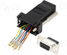 DA09-SMJ8-K-RC, Переходник: адаптер; гнездо RJ45,D-Sub 9pin "мама"
