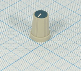 Ручка круглая диаметр 15мм, диаметр регулятора 6.0мм, пластик, серый/синий, CPP-AA; №9920 ручка d6,0z18\15x20\пл\ сер/син\\CPP-AA