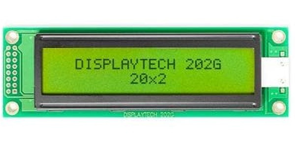 202G BC BW 202G Alphanumeric LCD Display, Yellow-Green on, 2 Rows by 16 Characters, Transflective 202G BC BW 202G Alphanumeric LCD Display, Yellow-Green on, 2 Rows by 16 Characters, Transflective