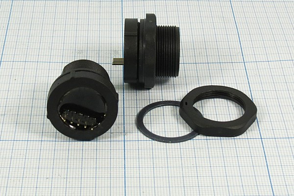 Гнездо USB тип A на панель герметичное, 5 контактов, диаметром 20,5мм, USB A-FS GERM; Q-12662 гн USB \A\5P\пан/ гермет\d20,5\USB A-FS GERM