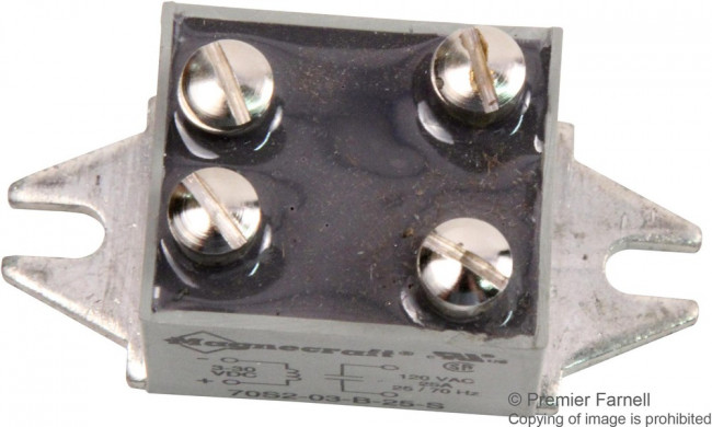 70S2-03-B-25-S, Solid State Relays - PCB Mount 70S2-S SSR / Triac SPST-NO,25A, Screw