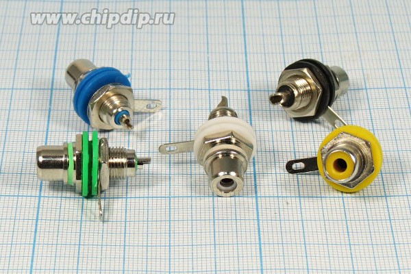 Разъем RCA розетка, на блок изолирующий, Ni, зеленый