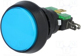 VAQ-9-10-24-B, Переключатель кнопочный, Положения 2, SPDT, 10A/250ВAC, синий