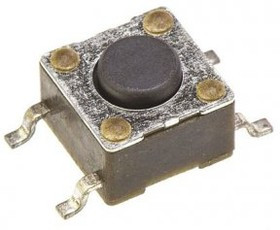 2-1437565-7, Switch Tactile OFF (ON) SPST Round Button Gull Wing 0.05A 24VDC 1.57N SMD Loose