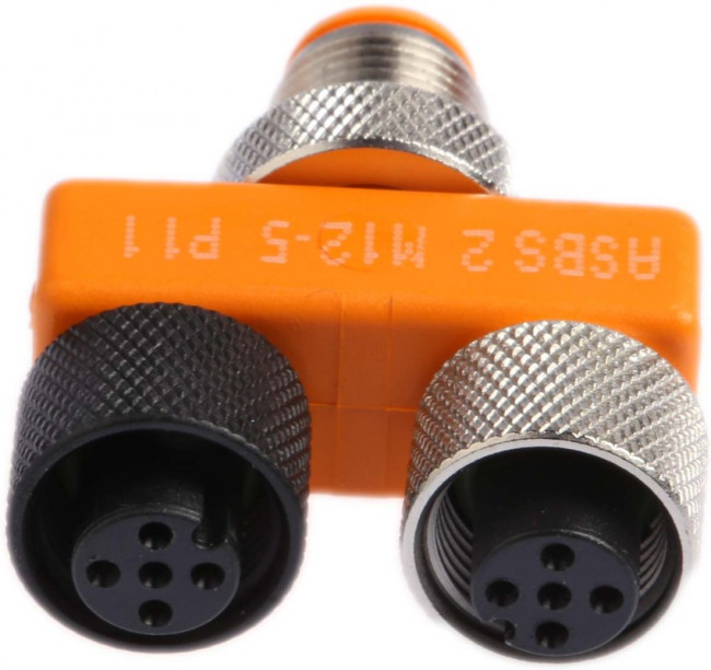 ASBS2M12-5 P11, Tee 5 Pole M12 Socket to 5 Pole Plug Adapter ASBS2M12-5 P11, Tee 5 Pole M12 Socket to 5 Pole Plug Adapter