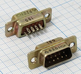 Разъем Прямоугольный соединитель вилка,контакты 9P, на блок,РП15-9Ш