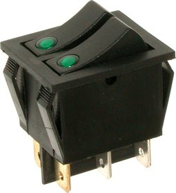 IRS-2101E-1C, Переключатель зеленый ON-OFF 6pin (250В 15А)