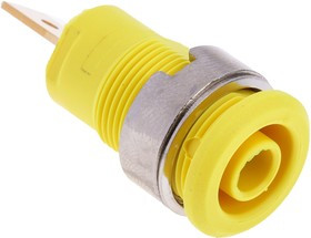 23.3060-24, Yellow Female Banana Socket, 4 mm Connector, Tab Termination, 32A, 1000V, Gold Plating