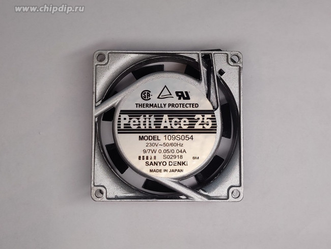 109S054, Вентилятор: AC; осевой; 80x80x25мм; 37,8куб.м/ч; 30дБА; шариковый