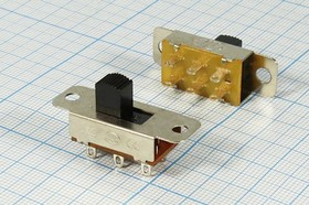Движковый переключатель на два положения , DPDT, ON-ON, 10655 ПДв 22x12,7h 9,5\ 6C\1,5А 250В\DPDT\2о