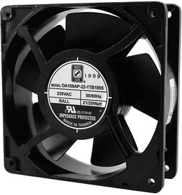 OA109AP-22-1TB1855, AC Fans Axial Fan, 120x120x38mm, 230VAC, 105CFM, 20W, 48dBA, Ball, Terminal, IP55