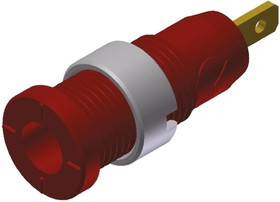 975455701, Red Female Banana Socket, 2mm Connector, Tab Termination, 10A, 1000V ac/dc, Gold Plating