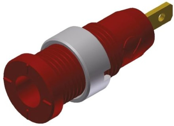 975455701, Red Female Banana Socket, 2mm Connector, Tab Termination, 10A, 1000V ac/dc, Gold Plating