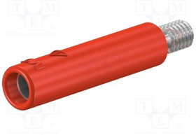 B4-E-M4-I-22, Гнездо; "банан" 4мм; 32А; красный; никелированные; винтами; 31,5мм