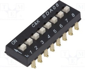 SDA08H1SBDR, DIP Switches / SIP Switches LOW PROFILE 8POS EXTND SMT