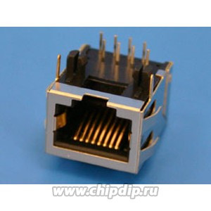 TJ16S-8P8C (KLS12-107L-2-8P8C- 0-2-1-W-1-1-1), Разъем на плату 8-8 (RJ-45), тип16