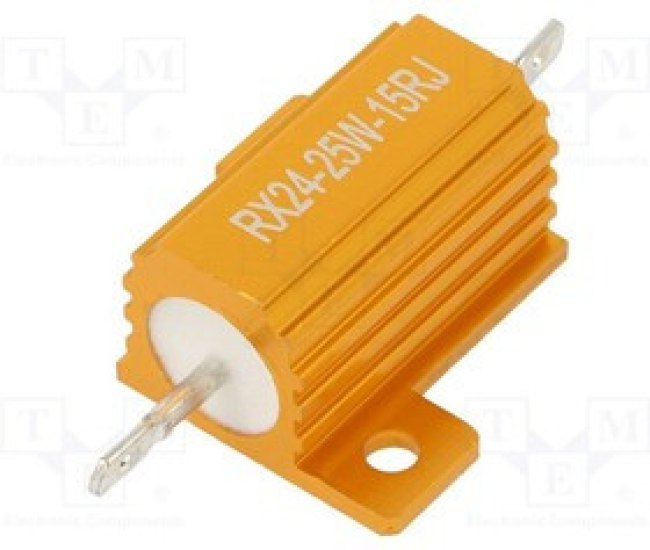 AHP25W-15RJ, Резистор: проволочный, с радиатором, 15Ом, 25Вт, ±5%, 50ppm/°C