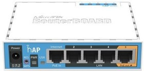 Wi-Fi роутер MIKROTIK hAP, N300, белый [rb951ui-2nd]