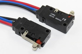 Микропереключатель, размер 38x10 x15, 5А, переключение ON-(ON), размер концевика L17, LXW-5